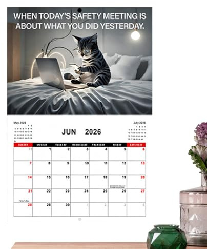 Calendario de gato 2026 – Papel 21 cm | Calendario de pared mensual con motivos de gatos, planificador semanal y mensual | Calendario de citas de oficina para planificación en salón, dormitorio y