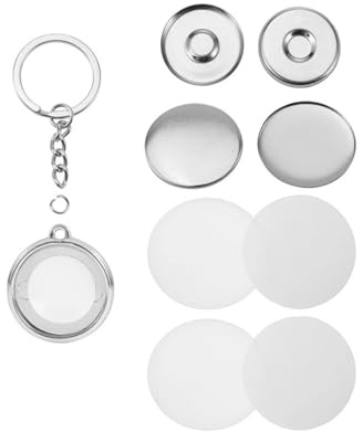 100 st/set dubbelsidiga nyckelringar for märkesmaskin runda stifttillverkningstillbehör metall framsida blankt papper Kompatibel