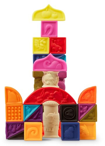 B. toys – Alphabet Learning Blocks for Babies & Toddlers – 26 Soft Squeezable ABC Blocks with Textured Animals – Educational Toys for Sensory Play, Bath Time & Early Development – 6+ Months
