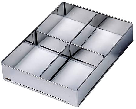 Lares Backform/Backrahmen eckig, mit Teiler - aus rostfreiem Edelstahl - verstellbare Größe - Made in Germany
