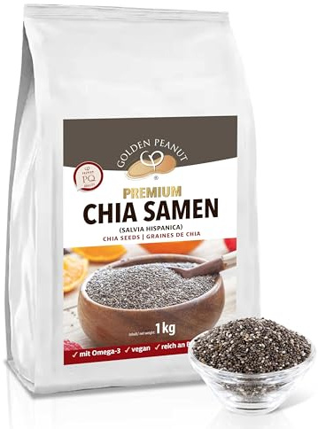 GOLDEN PEANUT Premium Chia Semi 1 kg bianco e nero Salvia Hispanica molte sostanze sorgenti Omega 3 antiossidanti