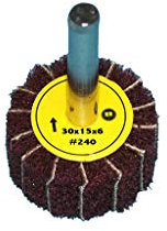 Fächerschleifer mit Vlies-Gewebekombination 30mmx15mm, 6mm Einspannschaft, Körnung: 240 - Schleifmopstift, Lamellenschleifer, Schleifmop Schleifvlies, Lamellenrad mit Schaft.