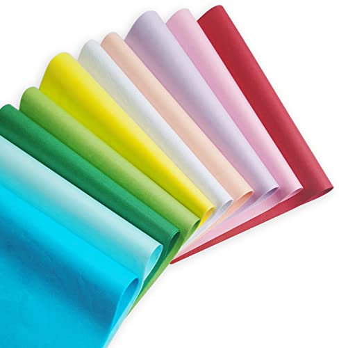 TAKUZA Seidenpapier 200 Blatt, 10 Farben A4 Bastelpapier Skizzen und Zuschnitt Papier, Seidenpapier Verpackungsmaterial, Seidenpapier zum Verpacken, Herstellung von Papierblumen, Pompons