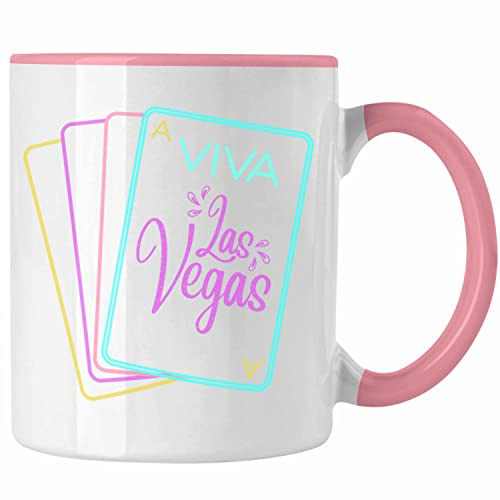 Trendation - Viva Las Vegas Tasse Geschenk Neon Retro 80er Jahre Geschenkidee (Rosa)