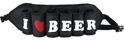VINFUTUR Cintura di Birra Regolabile Porta Birra da Cintura Borsa Porta Bottiglie Birra con 6 Scomparti per Alpinismo Arrampicata Trekking Picnic Oktoberfest