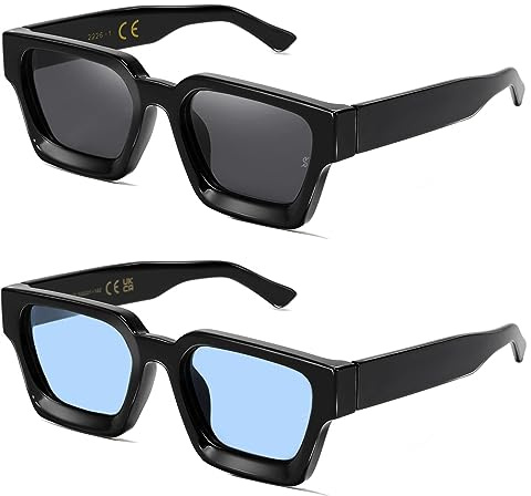 SHEEN KELLY Lunettes de soleil Rétro Carrées à Monture épaisse Homme Femme