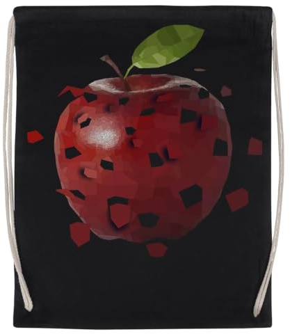 Apple Slices Svart Gym Bag Bomull Återanvändbar Sportväska Black Gym Bag Cotton Reusable Sport Sack