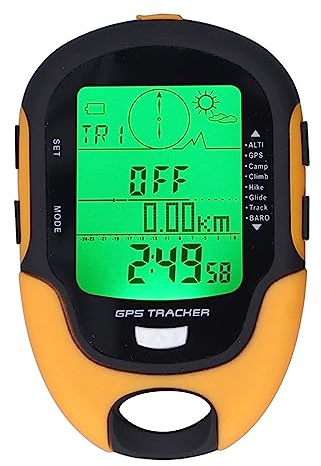 Fockety GPS Barómetro, IPX4 Impermeable Multifuncional Altímetro Brújula Previsión del Tiempo Termómetro, Probador de presión barométrica con Linterna LED, grabación