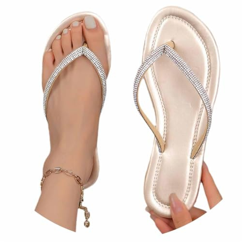 Agiyenna Infradito Estivi da Donna con Separatore Delle Dita, Sandali da Bagno con Plantare Morbido per Piscina Mare e Spiaggia, Pantofole con Strass Glitter Comodi