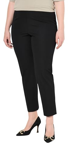 Ulla Popken Pantalon 7/8 pour Femme, Coupe Slim, Taille élastique, Noir, Taille 44, Noir, 44