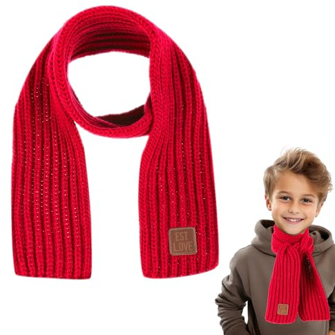 Abeillo Bufandas de Punto de Invierno Cálidas para Niños, Bufandas Suaves de Punto Calentador de Cuello, Bufandas Cálidas Envolventes para Niños y Niñas, rosso, 109 cm