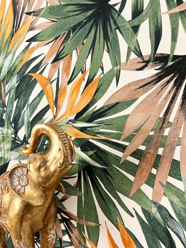 NEWROOM Papier peint Vert Jungle Intissé - Moderne Marron Oranie Palmiers Feuilles Tropical