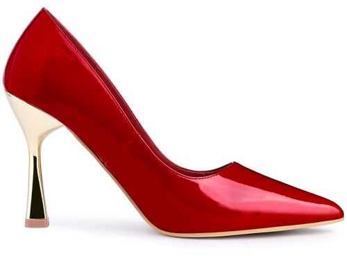 Allegra K Women's Pointed Toe Stiletto Heels Sandal Pumps Red US 7/UK 5/EU 38