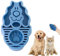 Alriedy Hundebürste,Massagebürste Hund,Hundebürste Kurzhaar,Fellbürste Hund,Badebürste für Lange Kurzhaarige Welpen,Silikon Gummibürste für Waschen Grooming (Blau)