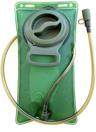 Hydration Bladder, 2L Water Bladder for Hiking Backpack Leak Proof Water Reservoir Storage Bag, BPA-Free Water Pouch Hydration Pack for Camping Cycling Running, Military Green 2 Liter