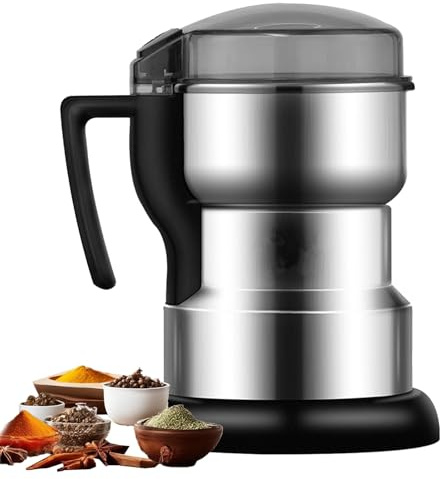 Machine À Écraser Multifonction, Mixeur À Épices 400W Tout en Acier Inoxydable, Moulin À Grains, Café Et Épices À 35000 Tr/min, Corps en Acier Inoxydable With handle
