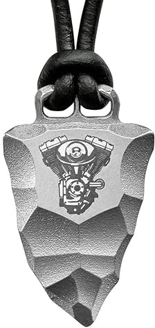 Element of Gods Titan Faustkeil V2 TwinCam Motor Biker Anhänger mit Lederband in schwarz