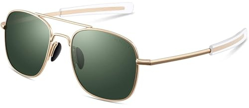 ACBLUCE Aviator Sunglasses for Men Pilot Polarized Retro Military Navigator Army Classic Gold Glasses 53mm Bayonet Temples