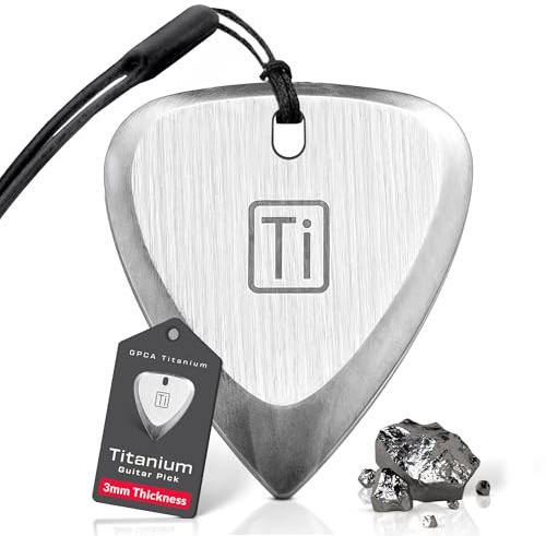 GPCA Púa de guitarra de titanio, púa de guitarra de metal de 3 mm de grosor para guitarra, bajo y ukelele, viene con correa de muñeca, accesorios de guitarra imprescindibles, regalo para músicos y