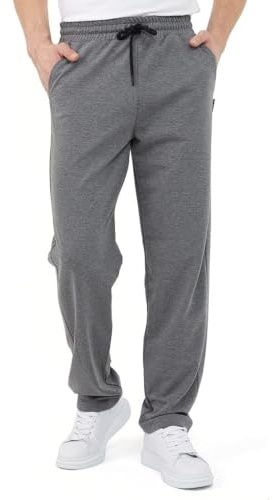 COMEOR Men's Thin Lightweight Breathable Cotton Straight Leg Jogging Pants, Long Sweatpants, Men's Jogger Training Trousers, Relaxing Tracksuit Bottoms