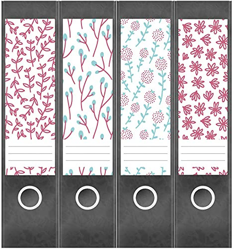 Etiketten für Ordner | Deko 4 Muster Mix | 4 breite Aufkleber für Ordnerrücken | Selbstklebende Design Ordneretiketten Rückenschilder