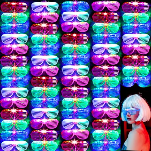 Honoson 102 Pcs LED Glasses Light Up Glasses Glow in the Dark Party Supplies Glow Sticks Sunglasses Neon Favors for Adult Wedding Birthday Rave Carnival (6 Color)