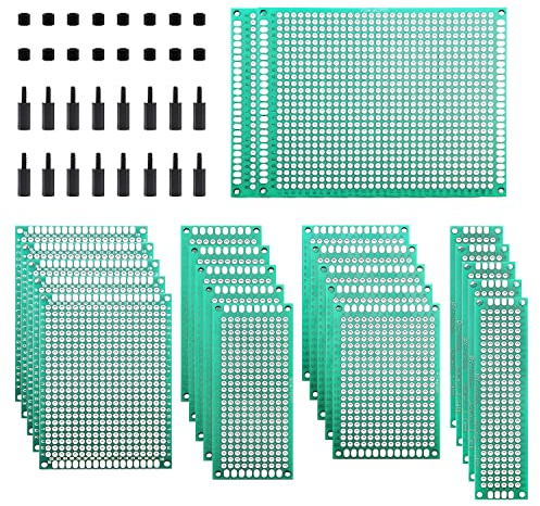 VooGenzek 38 ST PCB Board Kit, Inkluderar 22 ST dubbelsidig PCB Board Prototyp Kretskort, 16 ST Nylonkolonn