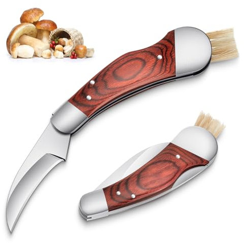 Purple Dragon Cuchillo Para Setas con Cepillo Cuchillo Portátil Para Setas con Cepillo Para Setas Cuchillo de Bolsillo Para Exteriores Cuchillo Plegable Buena Elección Para Recolectores de Setas