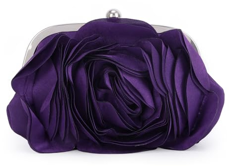 LHHMZ Elegante bolso de mano rosa para mujer Bolso de mano de satén floral Bolso de mano para fiesta de boda de flores