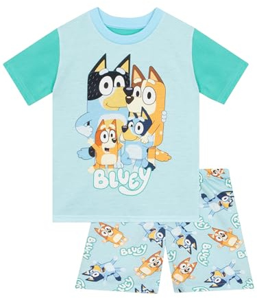 Bluey pyjamas | Bingo pojkpyjamasar | Sommarnattskläder för pojkar | Kortärmade pojkpyjamasar | Blå 98