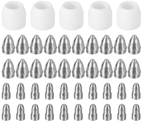 sourcing map 45pcs P80 Plasma Cutter Nozzle Electrodes and Shroud Cup Consumables Kit, 1.5mm Nozzle Tip