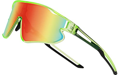DUCO Occhiali da sole per bambini ragazzi baseball occhiali da sole leggeri TR90 montatura UV400 sport ciclismo occhiali da sole per ragazzi ragazze DK268, Lente arancione Revo cornice trasparente