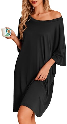 Ekouaer Plus Size Nightgown for Women Oversized Sleep Shirt Sleepwear S-5XL