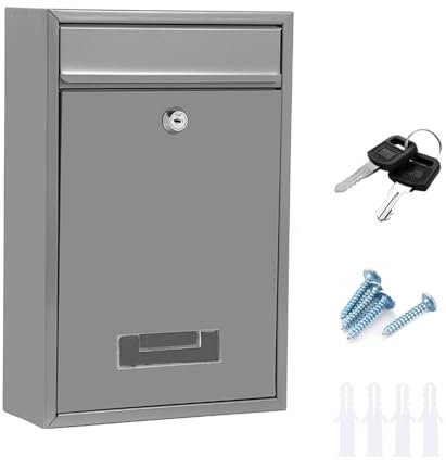 Post box, Letter Box for Outside, Waterproof Wall Mounted Letterbox for Mails Stylish Secure Mailbox Wall Mounted for Home and Office