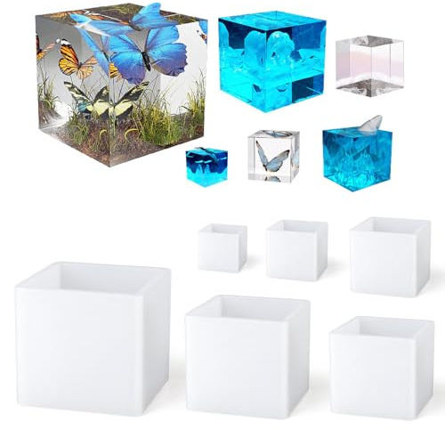 6Pcs Square Resin Silicone Molds, Epoxy Block Resin Mold Set