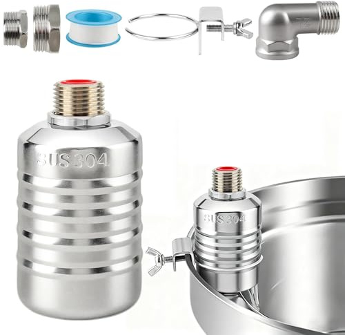 Topsky Schwimmventil 1/2'' oder 3/4'' Automatische Wasserstandsregelung Einstellbar 304 Edelstahl für Wassertanks, Fischteiche, Schwimmbächer und Destilliergeräte