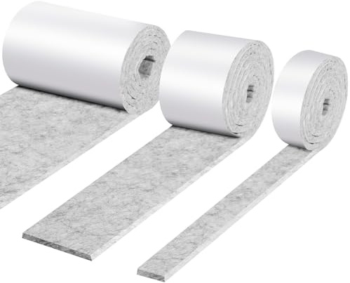 OSDUE Filtglidare självhäftande, 4 mm tjock 3 rullar filt självhäftande möbelglidare 100 x 10 cm, 100 x 5 cm, 100 x 2 cm skär varje form stark filtglider för stolar möbler golvskydd, grå