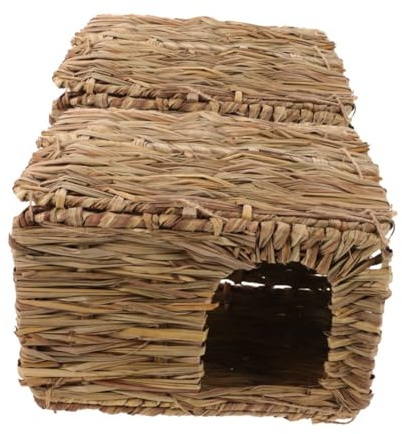 BCOATH Grass House for Guinea Pig Foldable Hideaway Handmade Woven Nest Bed for Indoor Outdoor Small Animals