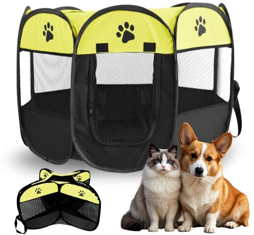 FARYODI Parc pliable pour chiots, boîte pour chien, 74x74x43cm Parc pour animaux de compagnie, enclos pour chats, enclos pour petits animaux pour la maison, parc pour chiens, enclos pour la promenade