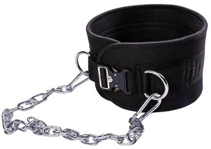 mophrati Ceinture de Musculation Ajustable pour Le Fitness, l'entraînement et Le Bodybuilding. Chaîne de Musculation pour Les Exercices Force et dips, Boucle en métal, Ceinture 91x16cm