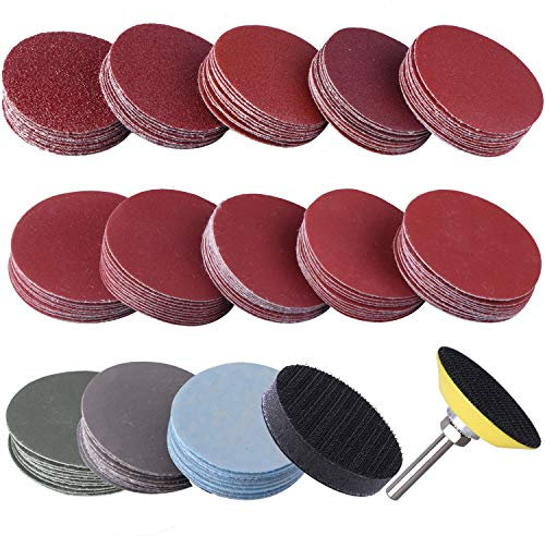 SIQUK 130 Pièces Disques Abrasifs 50mm Disques de Ponçage Grain 60 80 120 180 240 400 600 800 1000 1200 1500 2000 3000 pour Meulage Fraisage Gravure