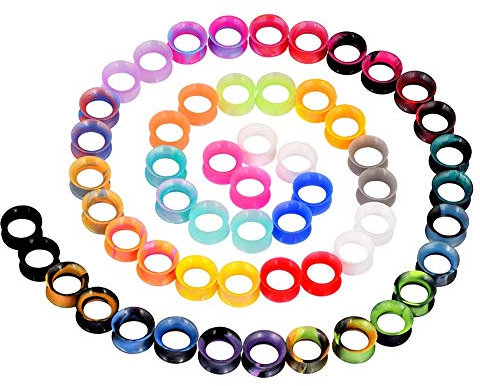 Longbeauty 56er Set Bunte Silikon Tunnel Ohr Plugs Expander Ohr Piercing Schmuck (10mm)