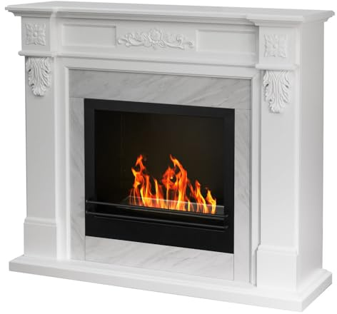 Divina Fire Eldstad bioetanol golvspis TRUMAN Vit marmoreffekt L121 x P38 x H108 cm