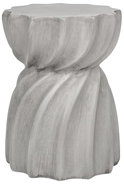 Beliani Beistelltisch MgO und Glasfaser grau Rillenstruktur rund ⌀ 35 cm modern Algua