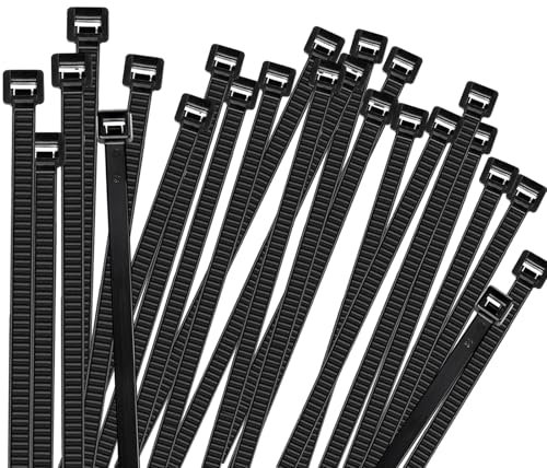 Kabelbinder Schwarz - 7,6 mm/300mm ultra stark Selbsthemmend Reißverschluss-Krawatten für Kabelmanagement Gartenarbeit Wohnen Werkstätten UV Beständig Temperaturbeständig 100 Stück