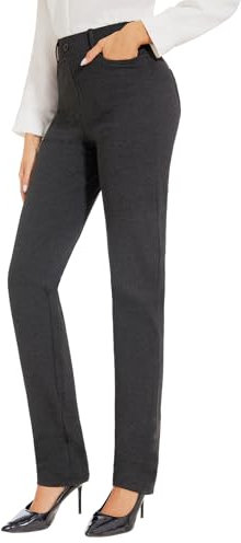 SAFORT Damen Yogahose Lange Sporthose Hohe Taille Stretch Freizeit Jogginghose Elegant Arbeitshose Geradem Bein Hose mit Taschen, 86cm, Grau, XXL