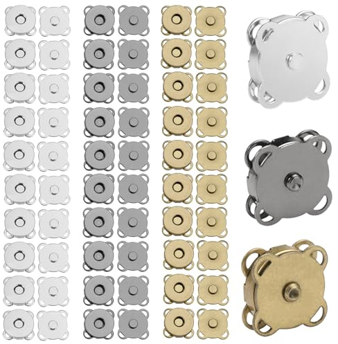 30 Piezas Botones Magneticos para Ropa, Botones Magneticos de 3 Colores, Imanes para Coser de 14 mm, Broches de Iman, Cierre de Botón Magnético para Bolsos, Carteras, Mochilas, Ropa y Artesanía