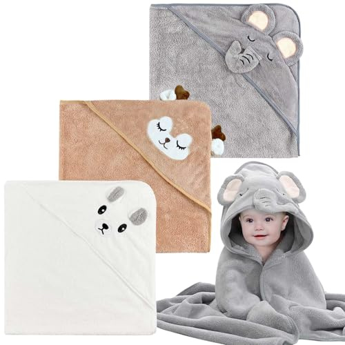 Dafencar Toalla Baño Bebe, 3 Piezas Suaves y Cómodas, Súper Absorbentes, Capa de Baño para Piscina, Playa, Después de Ducharse o Bañarse (80X80 cm)