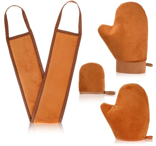 4pcs Self Tanning Mitt, Fake Tan Mitt Self Tanning Glove for Back, Brown