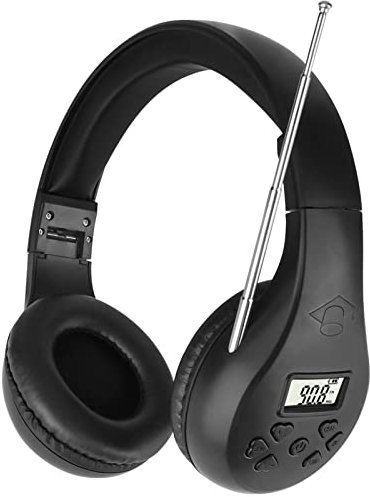 ZHIWHIS FM Portable Radio, Stereo Headset with LCD, Over Ear Foldable, Pocket Conference Receiver, Small Wireless/Wired Headphones Operated by 2 AA Batteries for Walking/Running ZWS-600